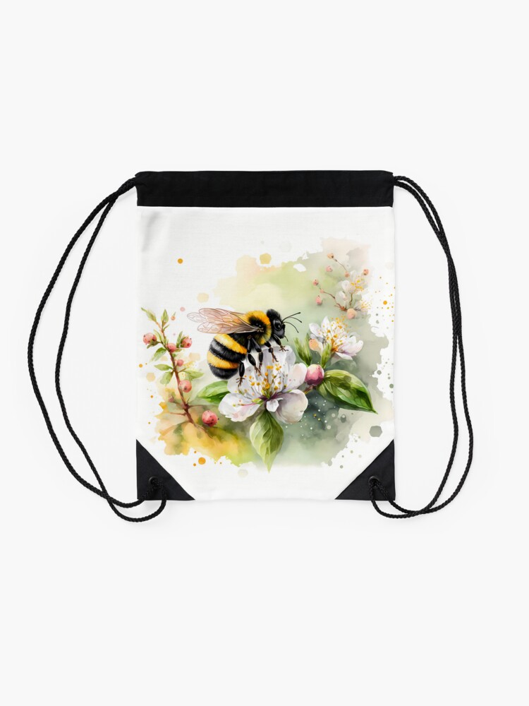 Thumbnail 2 of 3, Drawstring Bag, Arrival of spring - the bumblebee designed and sold by stickerperso-ia.