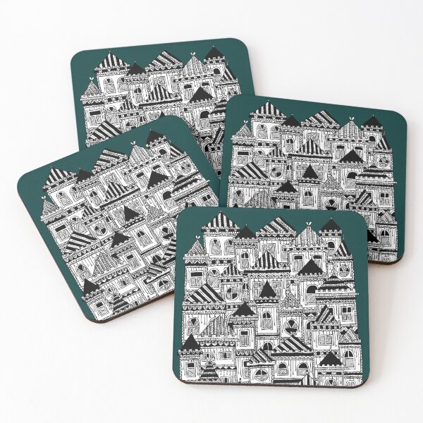 Item preview, * Teal Busybody Cityscape * City Architecture Pattern * designed and sold by Stacey Muir.