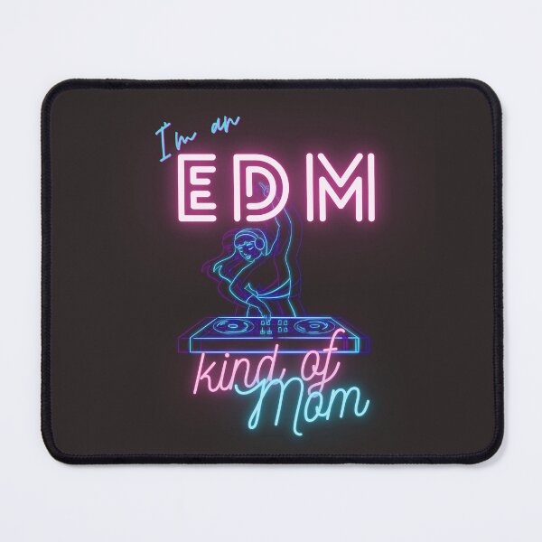 Item preview, EDM kind of Mom Neon Text With Glowing Female DJ Artwork -best on black! EDC Music Festival Gear for Mom or Support your Raver kids! designed and sold by MunsyArt.