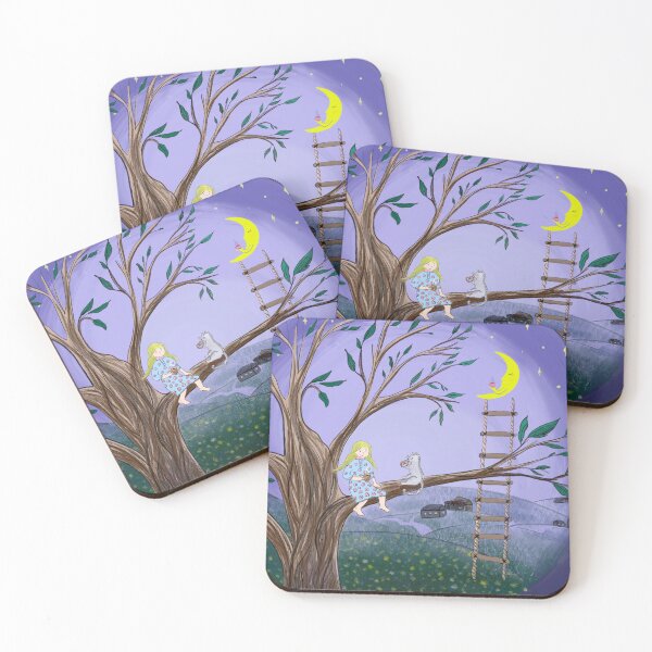 Item preview, Nighttime Tea Party in summer garden Childrens Illustration designed and sold by Wolshebnaja.