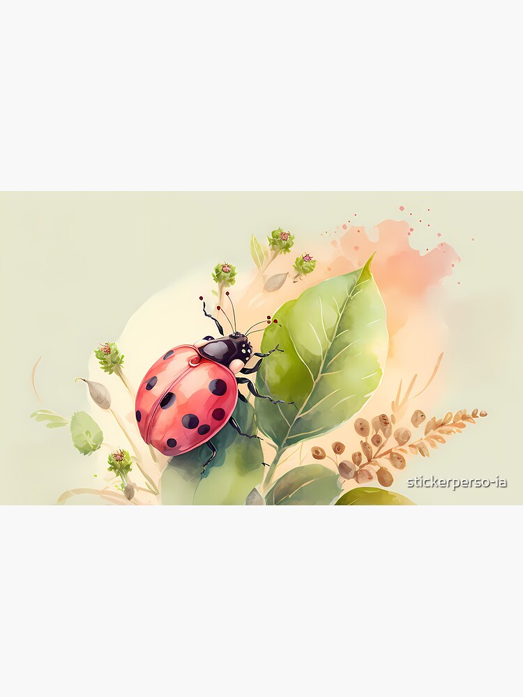 Aperçu 4 sur 4. Mug à café avec l'œuvre Arrivée du printemps - la coccinelle créée et vendue par stickerperso-ia.
