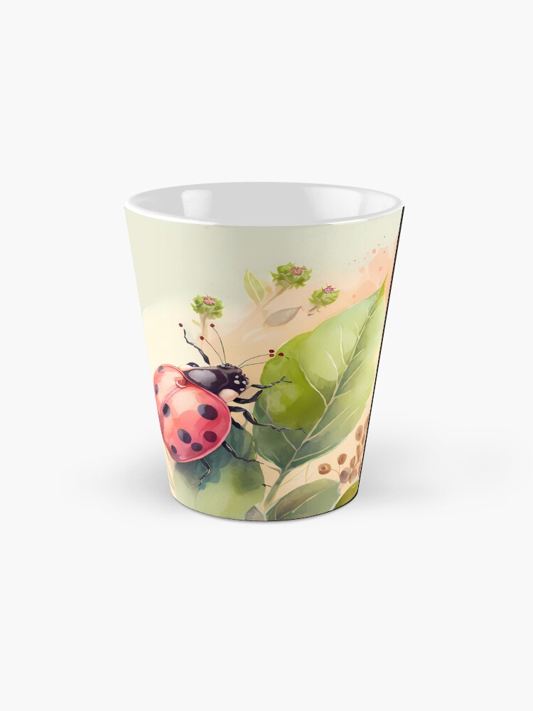 Aperçu 2 sur 4. Mug à café avec l'œuvre Arrivée du printemps - la coccinelle créée et vendue par stickerperso-ia.