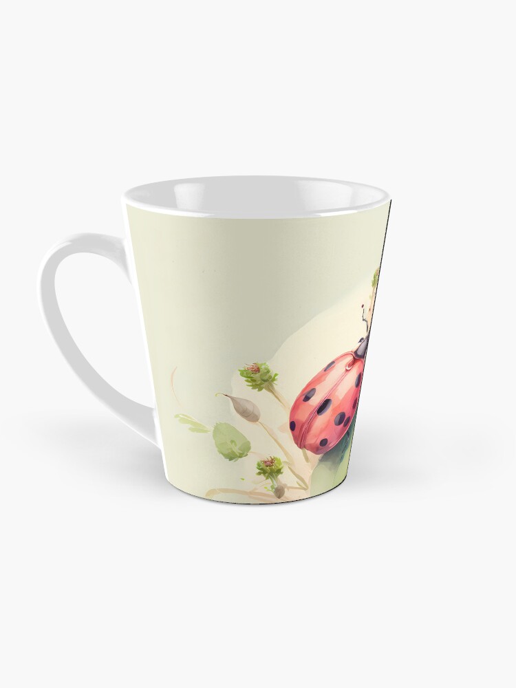 Aperçu 3 sur 4. Mug à café avec l'œuvre Arrivée du printemps - la coccinelle créée et vendue par stickerperso-ia.