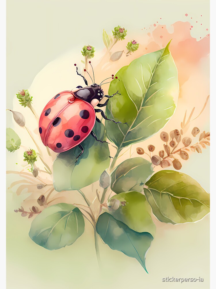 Aperçu 3 sur 3. Carnet avec l'œuvre Arrivée du printemps - la coccinelle créée et vendue par stickerperso-ia.