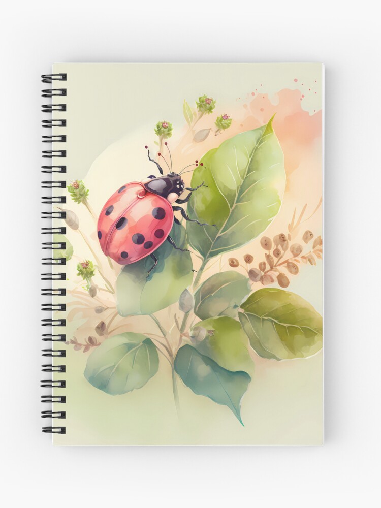 Aperçu 1 sur 3. Carnet avec l'œuvre Arrivée du printemps - la coccinelle créée et vendue par stickerperso-ia.