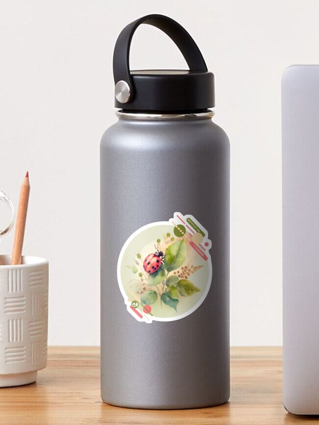 Aperçu 1 sur 3. Sticker avec l'œuvre Arrivée du printemps - la coccinelle créée et vendue par stickerperso-ia.