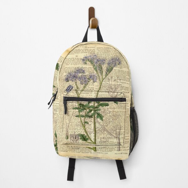Item preview, Botanical print, on old book page - Lacy Phacelia - butterfly flower designed and sold by Art by Lilia.