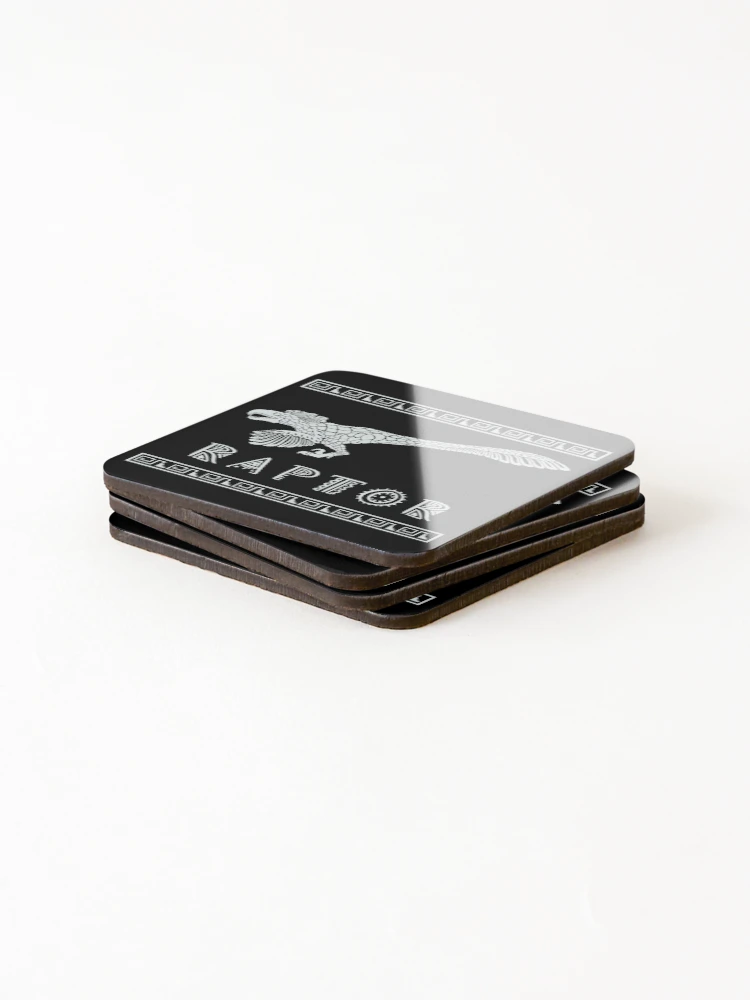 Thumbnail 4 of 5, Coasters (Set of 4), Aztec Raptor - white designed and sold by dlrdesignlab.