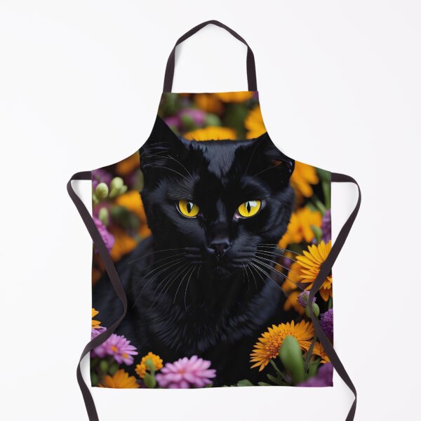 Item preview, Black Cat in Orange Pink Flowers by Perceptual Paradox Creations designed and sold by hobbit73.