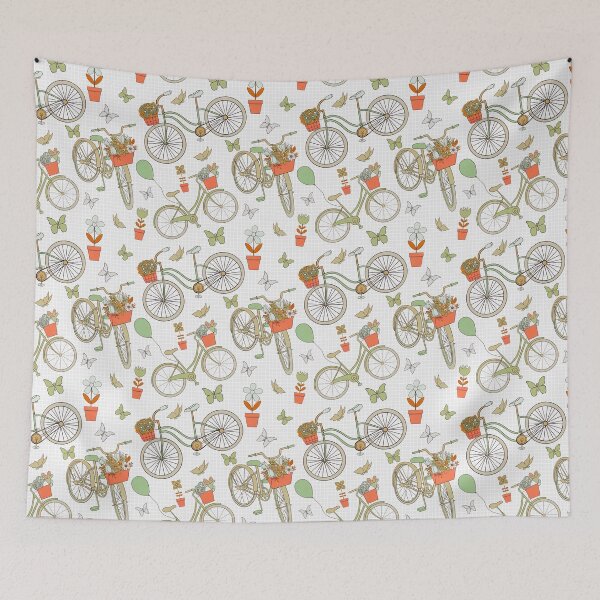 Item preview, Whimsical Bicycle Ride Orange Green  designed and sold by Ale's Art.