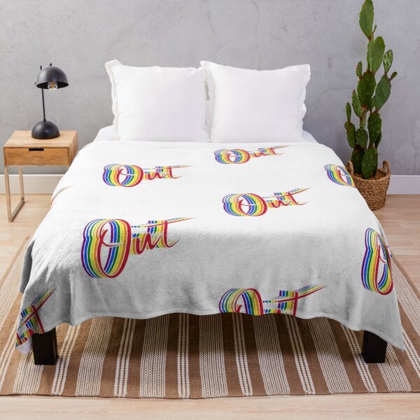 Item preview, OUT rainbow LGBT+ Pride gay lesbian bi typography designed and sold by incurablehippie.