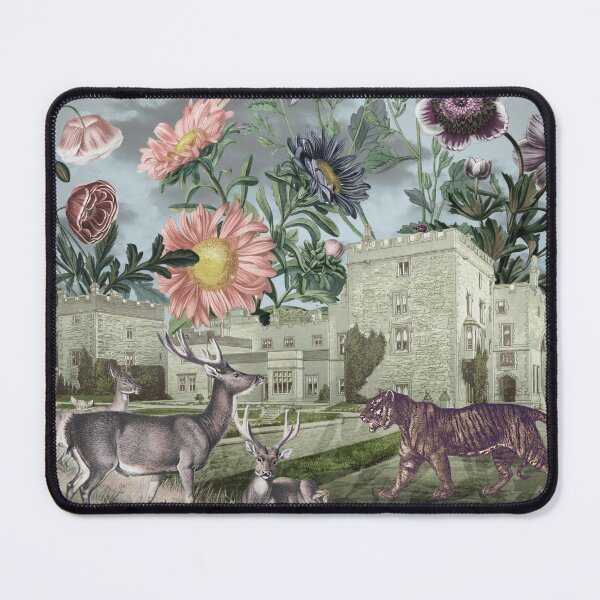 Item preview, Vintage style collage stately home mansion floral designed and sold by Lynette Dobson.