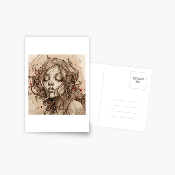 Item preview, Mareva dreaming - Watercolor and ink - Woman portrait designed and sold by mliotard.