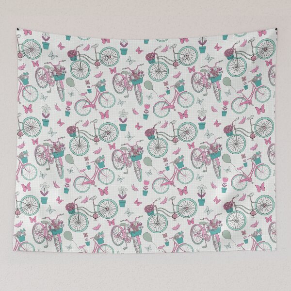 Item preview, Whimsical Bicycle Ride Pimk Green designed and sold by Ale's Art.