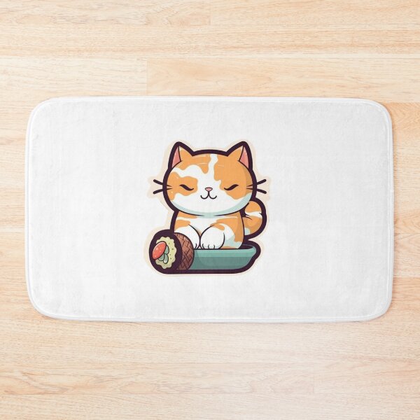 Item preview, Anime Cat Eating Sushi designed and sold by HandCraftedArt.
