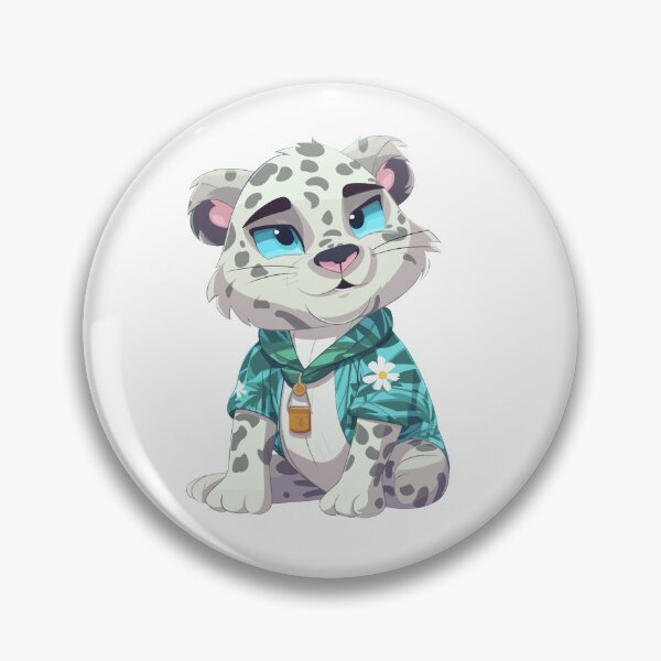 Artikelvorschau, Snow Leopard in Hawaiian Shirt | Leopard Cat in Tropical Clothing entworfen und verkauft von WhiskerWheels.