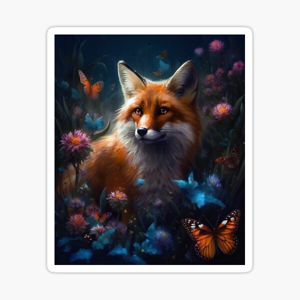 Fox in Flowers Sticker