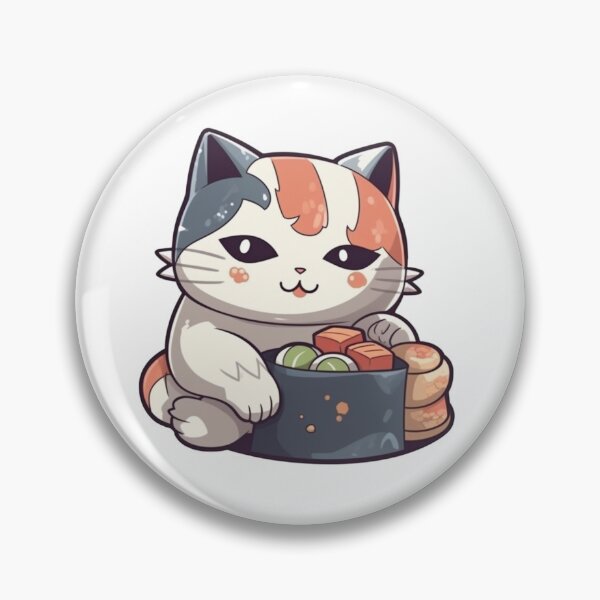 Item preview, Cute Cat Eating Sushi designed and sold by HandCraftedArt.