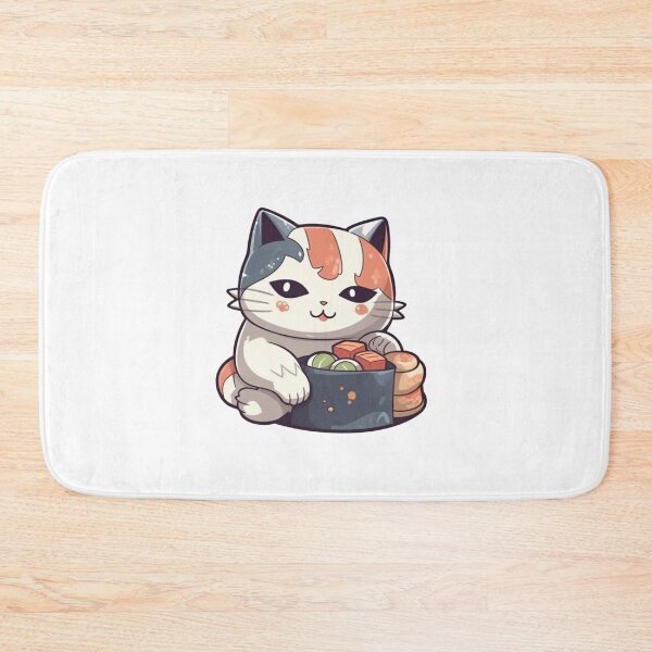 Item preview, Cute Cat Eating Sushi designed and sold by HandCraftedArt.
