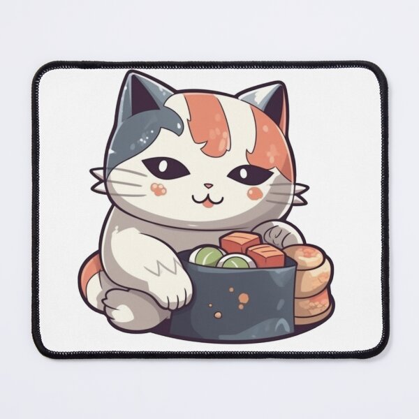Item preview, Cute Cat Eating Sushi designed and sold by HandCraftedArt.