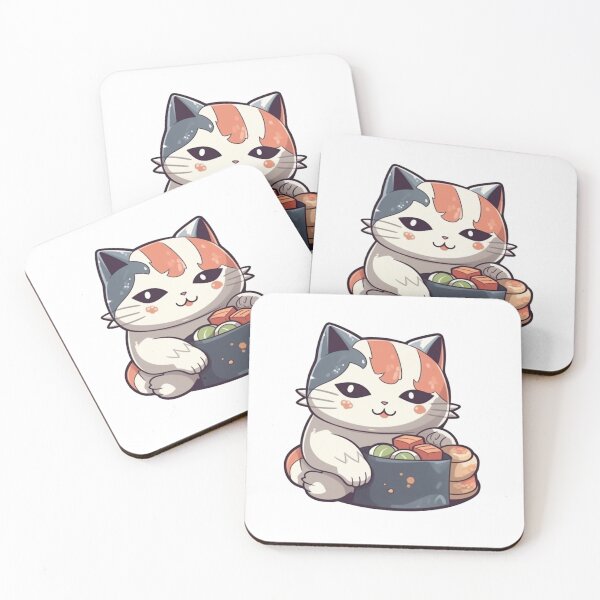 Item preview, Cute Cat Eating Sushi designed and sold by HandCraftedArt.
