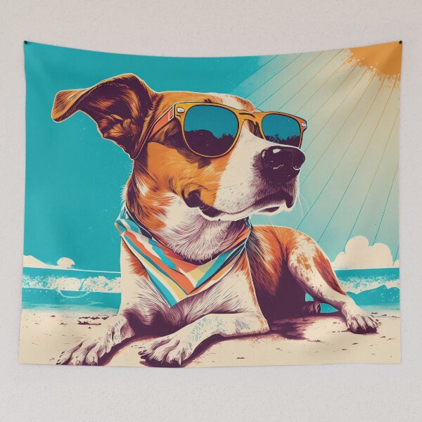 Item preview, Dog with sunglasses on the beach 4 designed and sold by hhh-art.