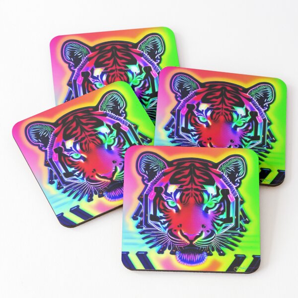 Item preview, Trippy Psychedelic Neon Tigers 5 designed and sold by Benito Del Ray.