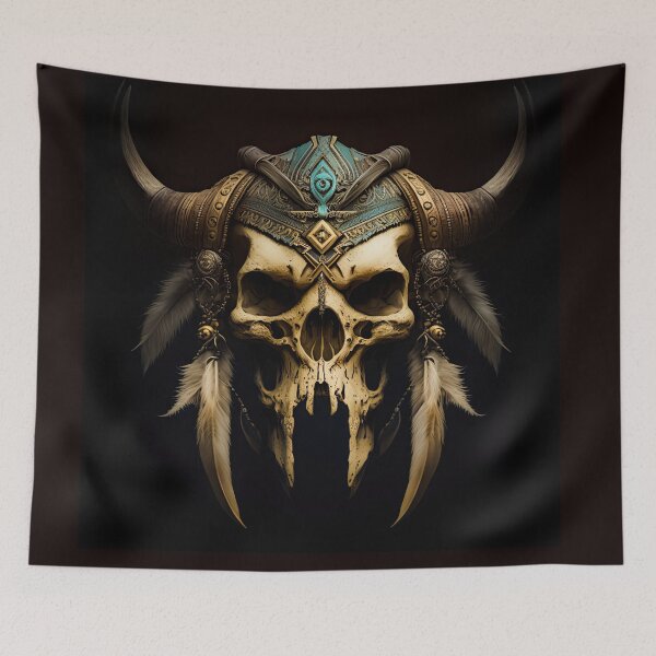 Item preview, Giant Native American / Viking Skull designed and sold by Space-Yeti.