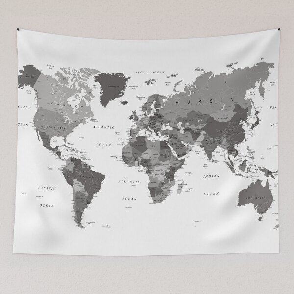 Item preview, World Map in Black, White and Grey. designed and sold by UrbanEpiphany.