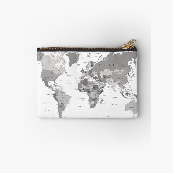 Item preview, Detailed World Map in grey designed and sold by UrbanEpiphany.