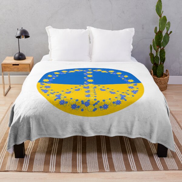 Item preview, Ukrainian Flag with Floral Peace Sign designed and sold by EdmondsLove.