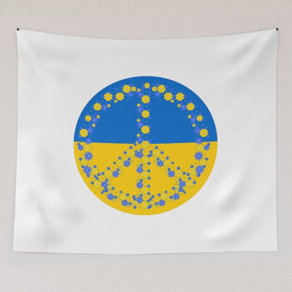 Item preview, Ukrainian Flag with Floral Peace Sign designed and sold by EdmondsLove.