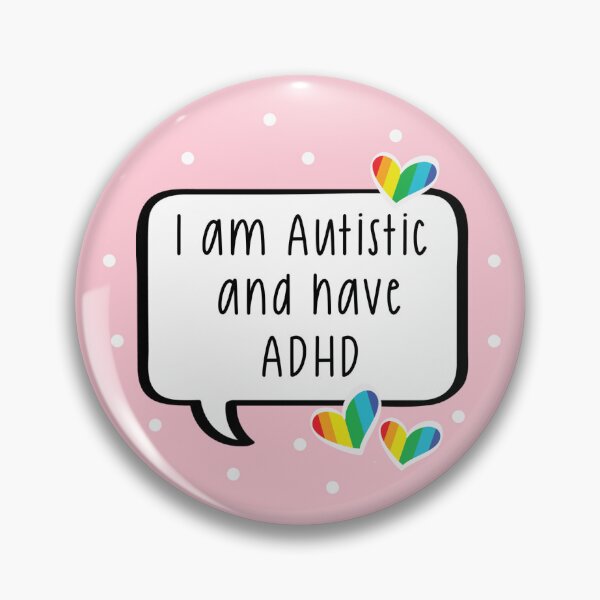 Item preview, Autistic and ADHD Pastel Pin Button Badge  designed and sold by BeauandHarley.