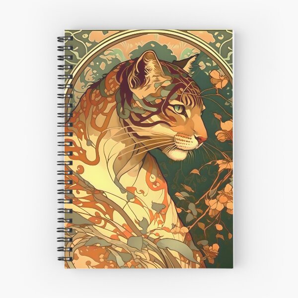 Item preview, Vintage Art Nouveau Alphonse Mucha Inspired Tiger Design designed and sold by entwithanaxe.