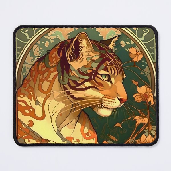 Artikelvorschau, Vintage Jugendstil Alphonse Mucha inspirierte Tiger Design entworfen und verkauft von entwithanaxe.