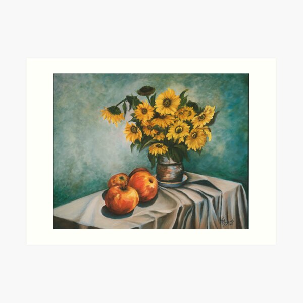 Apples and Sunflowers Art Print