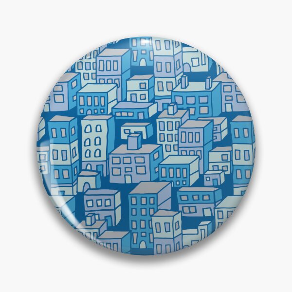 Item preview, DOWNTOWN Urban City Architecture Buildings Highrises Skyscrapers in Retro Blue Gray Lavender Mint - UnBlink Studio by Jackie Tahara designed and sold by Jackie Tahara of UnBlink Studio.