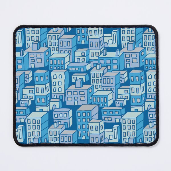 Item preview, DOWNTOWN Urban City Architecture Buildings Highrises Skyscrapers in Retro Blue Gray Lavender Mint - UnBlink Studio by Jackie Tahara designed and sold by Jackie Tahara of UnBlink Studio.