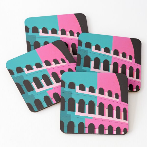 Item preview, Bold Colorful Minimalist Colosseum Retro Poster designed and sold by PinkNomad.