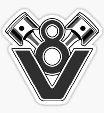 V8 Engine Piston Design Sticker
