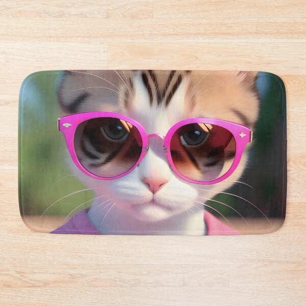 Item preview, Adorable Kitten with Pink Glasses - Modern Digital Art designed and sold by Ai-michiart.