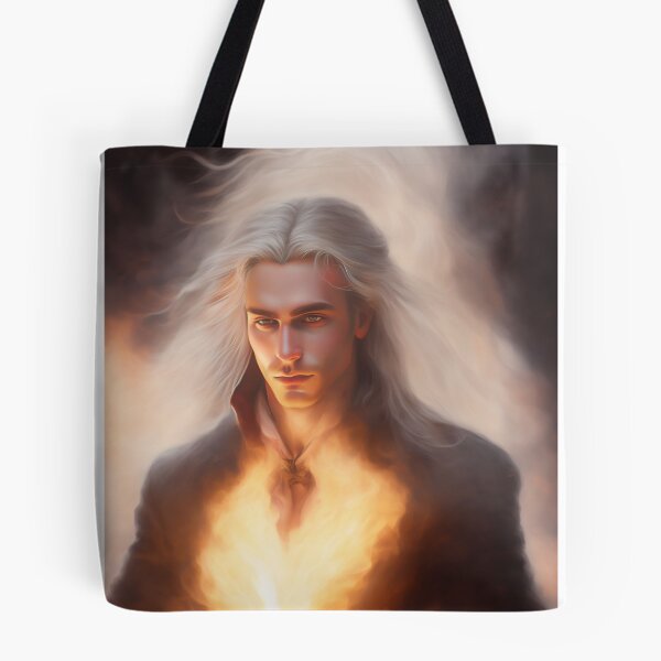 Item preview, Long white hair man with chest on fire, artsy designed and sold by adastra4.
