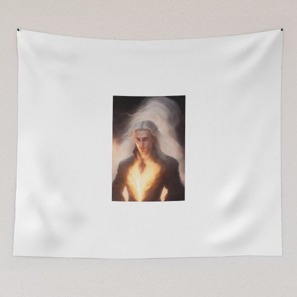 Item preview, Long white hair man with chest on fire, artsy designed and sold by adastra4.