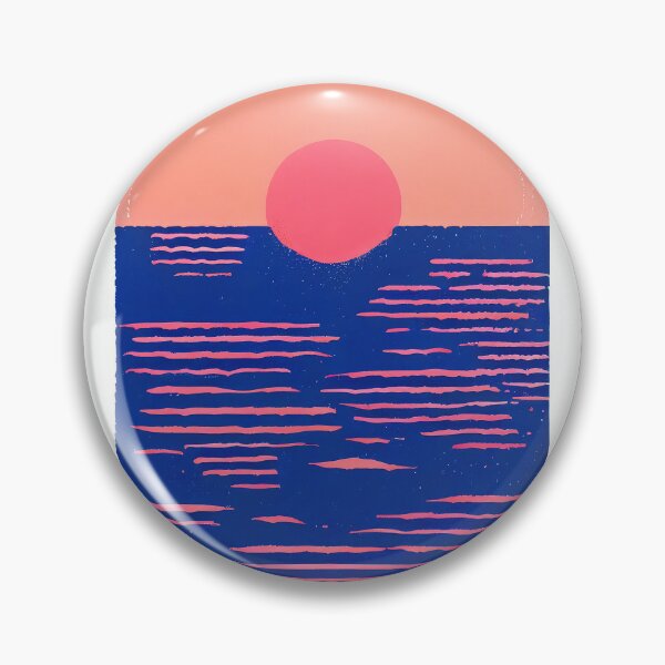 Artikelvorschau, Kyoto Navy Pink Ocean Sunset Stamp Retro Poster entworfen und verkauft von PinkNomad.