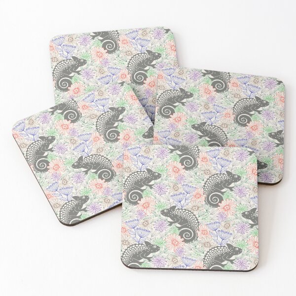 Item preview, CHAMELEONS JUST WANNA HAVE FUN Cute Reptile Lizard with Rainforest Jungle Flowers in Retro Gray - UnBlink Studio by Jackie Tahara designed and sold by Jackie Tahara of UnBlink Studio.
