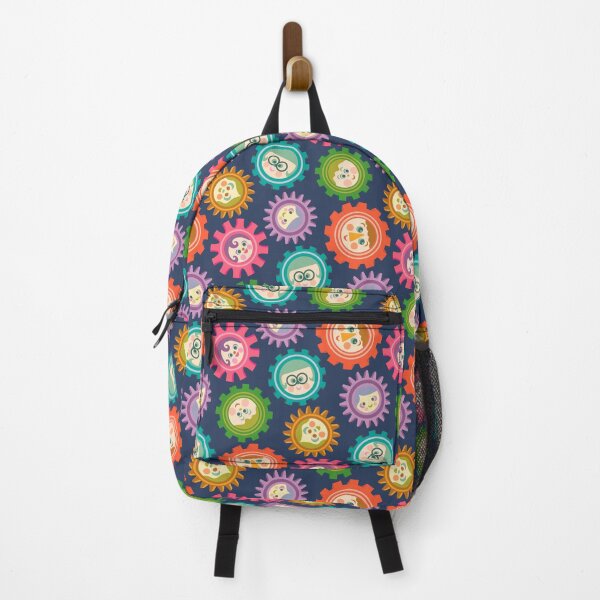 Item preview, KIDS TEAMWORK Happy Positive Children's Faces in Tech Mechanical Science Engineering STEM Gears Bright Multi-Colours on Dark Blue - UnBlink Studio by Jackie Tahara designed and sold by Jackie Tahara of UnBlink Studio.