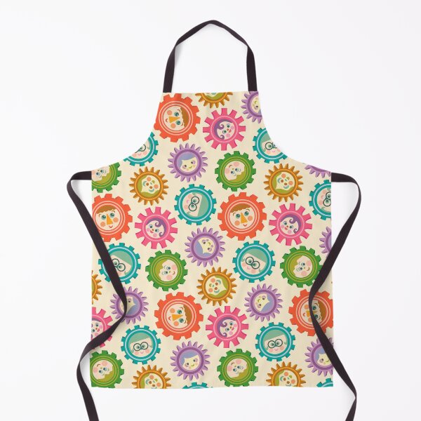 Item preview, KIDS TEAMWORK Happy Positive Children's Faces in Tech Mechanical Science Engineering STEM Gears Bright Multi-Colours on Cream - UnBlink Studio by Jackie Tahara designed and sold by Jackie Tahara of UnBlink Studio.