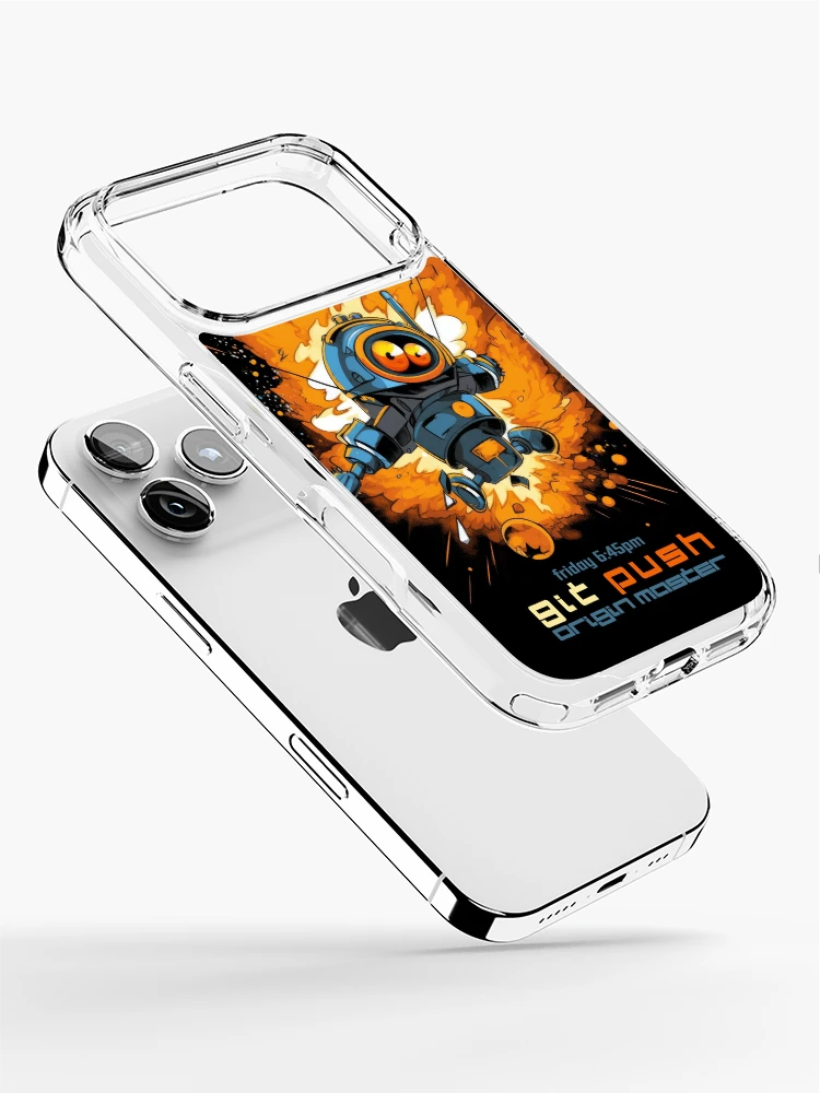 Thumbnail 2 of 5, iPhone Case, Exploding Robot - git push origin master designed and sold by Tee-Magination.