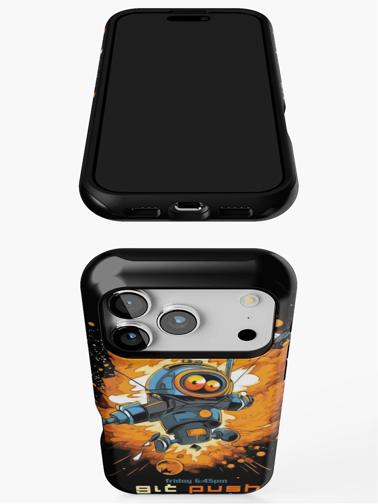 Thumbnail 3 of 4, iPhone Case, Exploding Robot - git push origin master designed and sold by Tee-Magination.