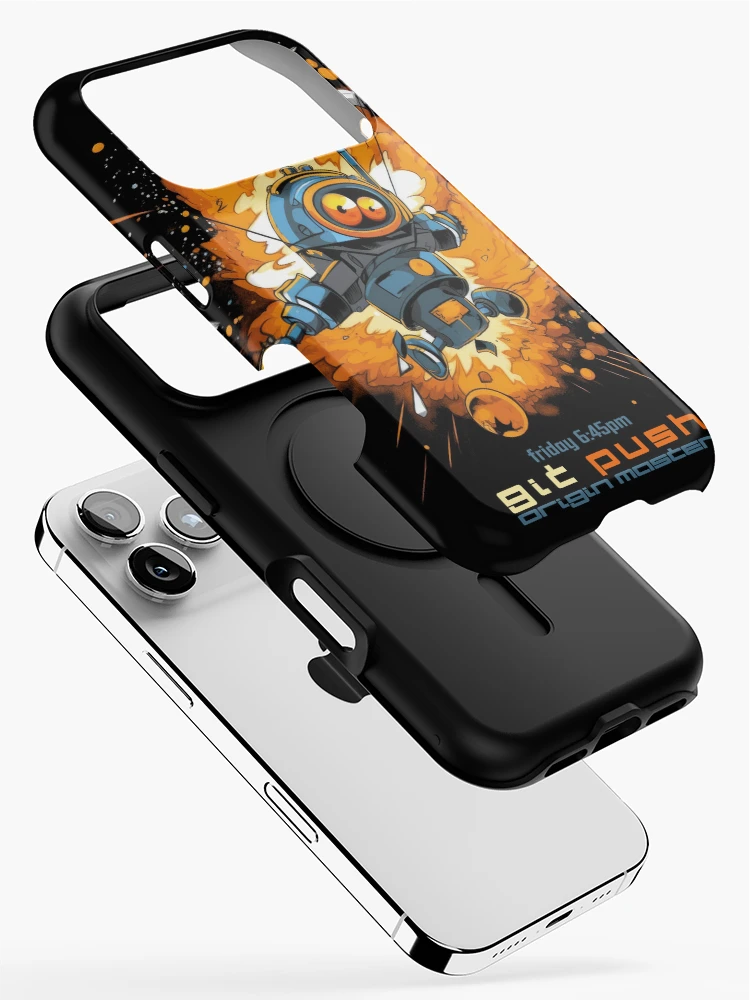 Thumbnail 2 of 4, iPhone Case, Exploding Robot - git push origin master designed and sold by Tee-Magination.